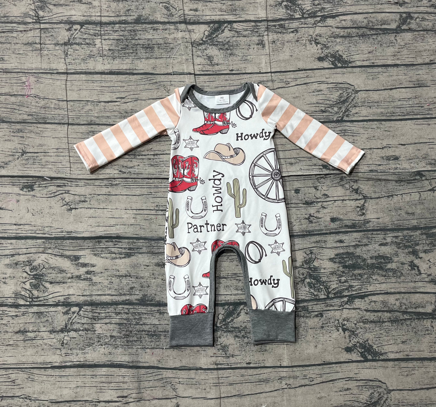 Western boots design toddle baby romper preorder