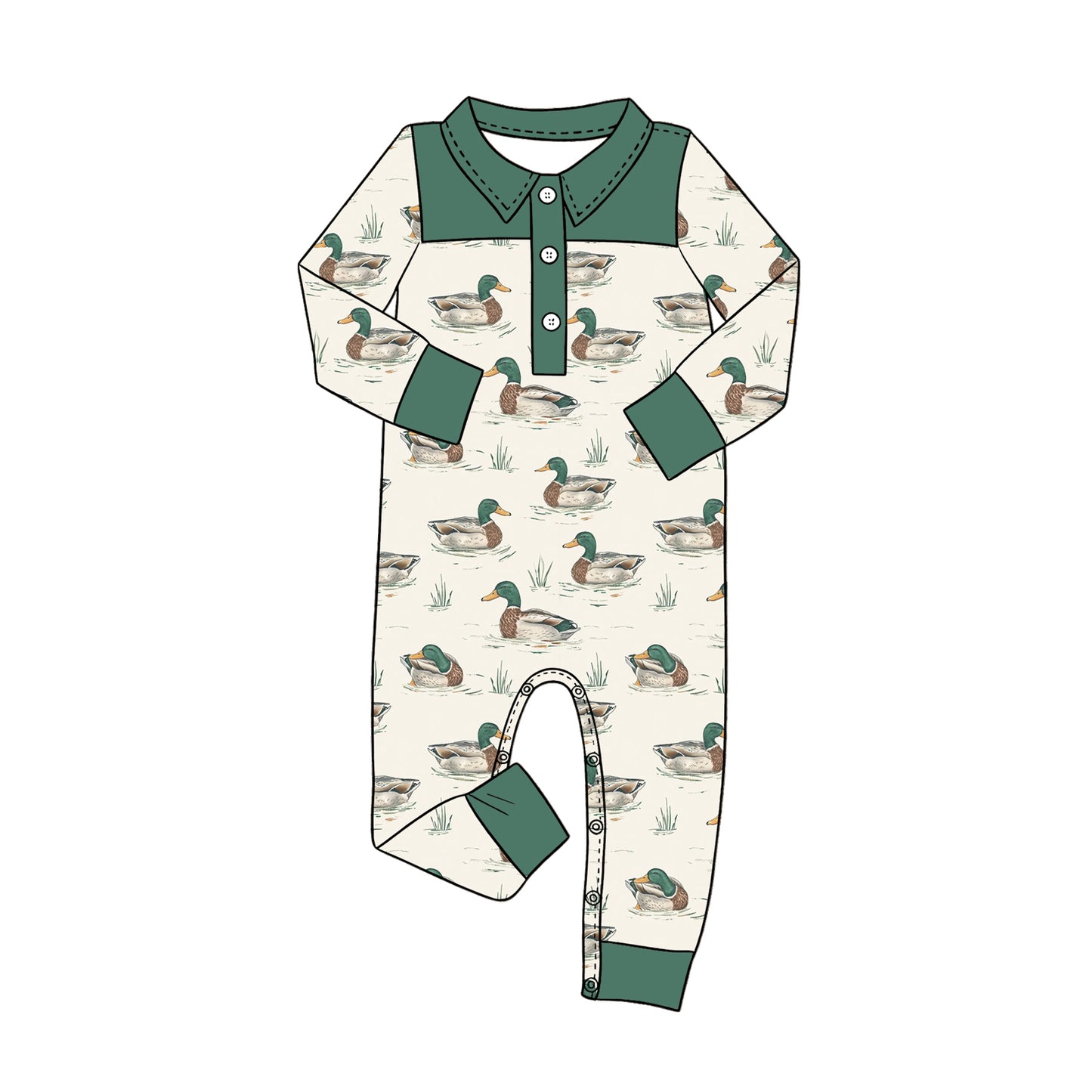 Toddle baby boy mallard duck long sleeve romper preorder