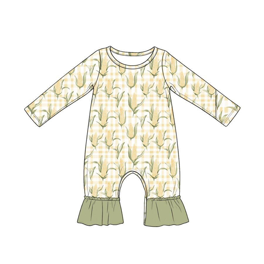 Toddle baby corn print long sleeve flowers romper preorder