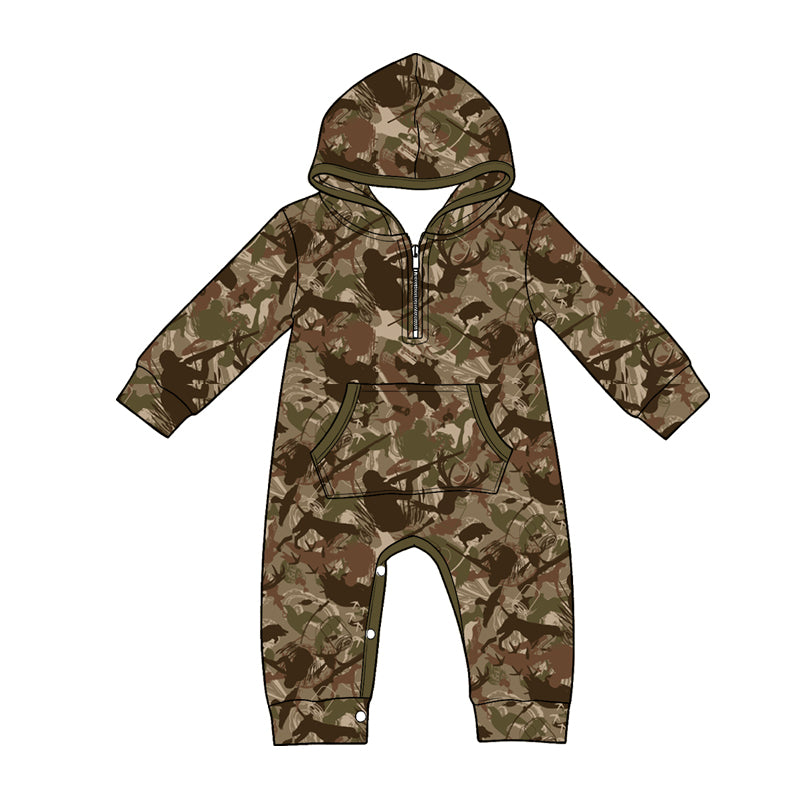 Toddle baby hunting season long sleeve hoodie romper preorder