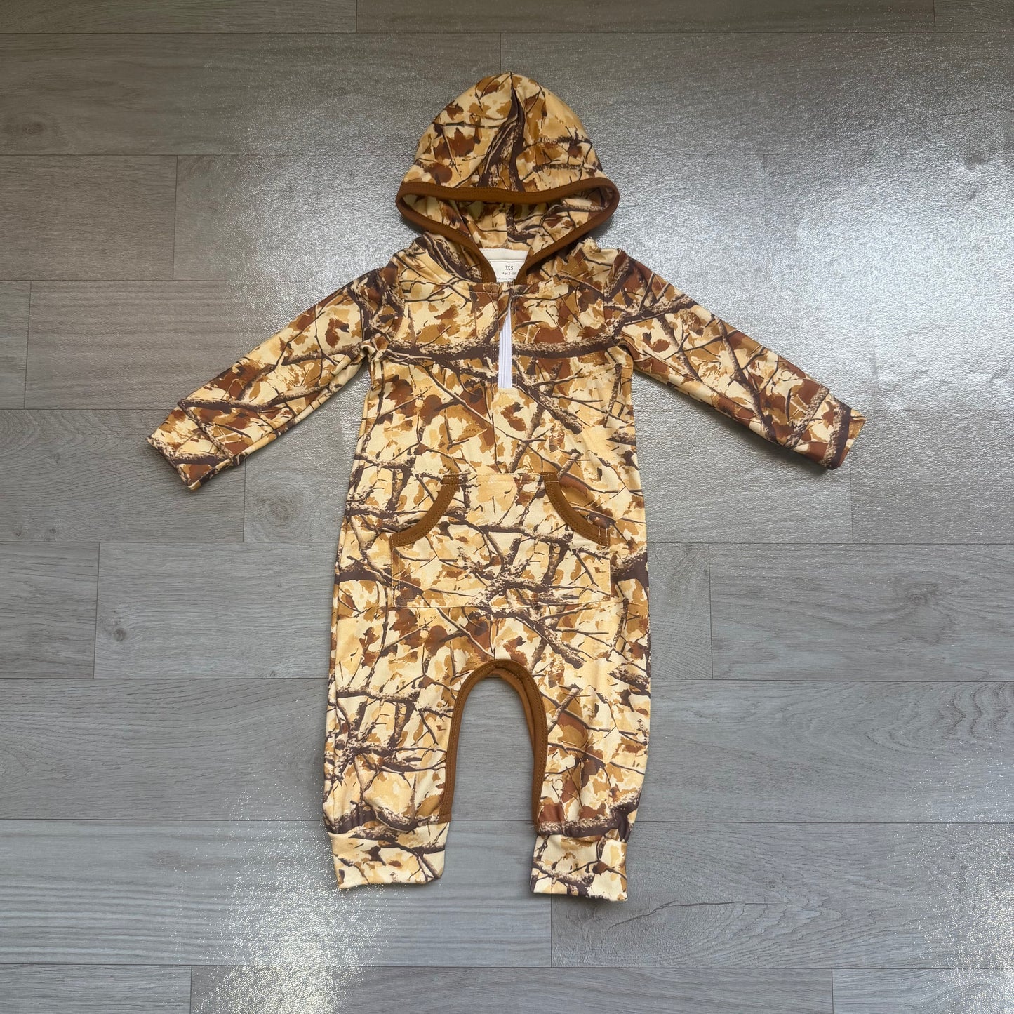 Toddle baby hunting season camo long sleeve hoodie romper preorder