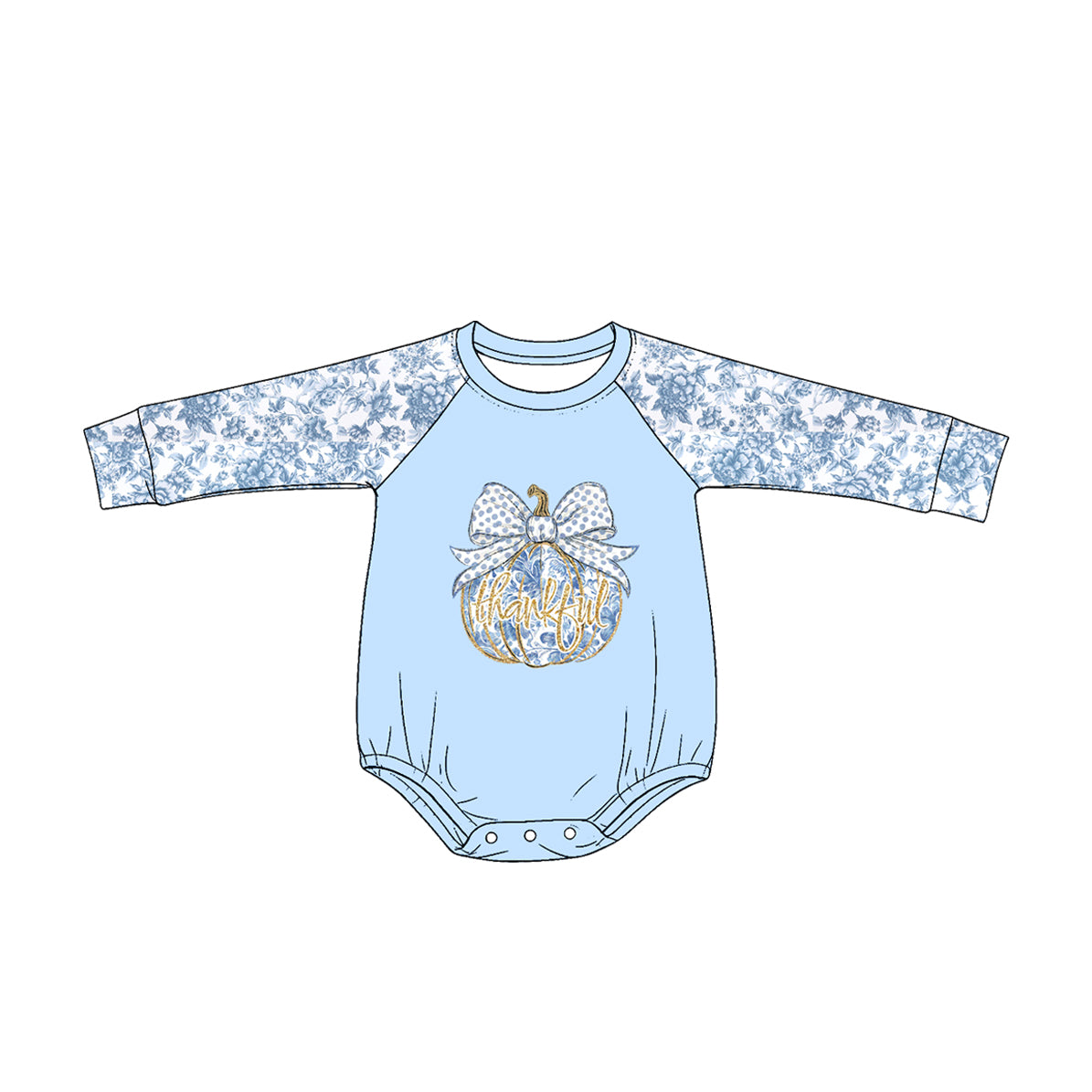Toddle baby girl long sleeve Thanksgiving pumpkin romper preorder