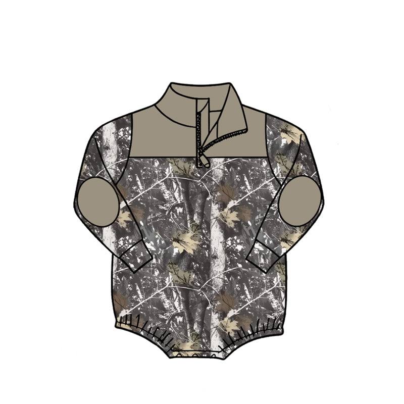 Toddle baby boy leaves print long sleeve romper preorder