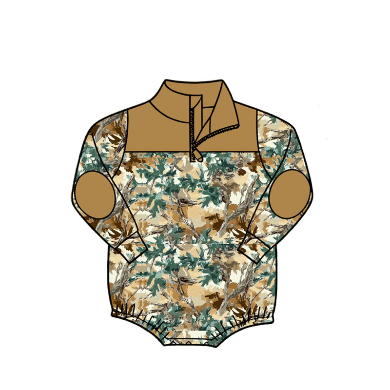 Toddle baby boy leaves print long sleeve romper preorder
