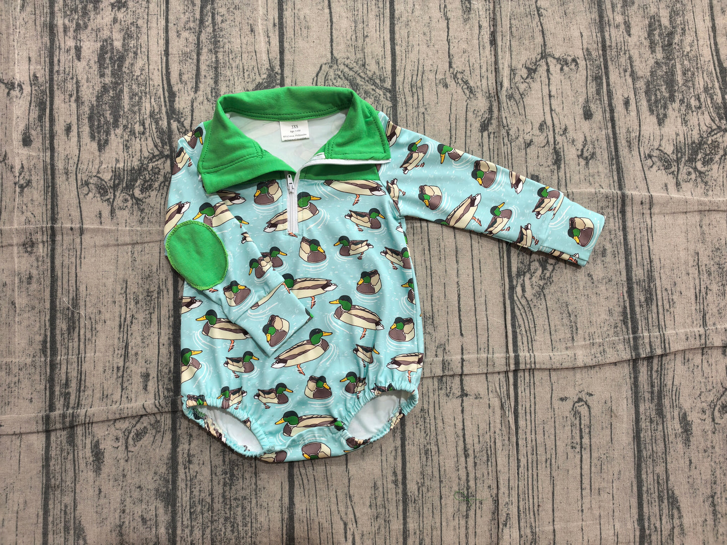 Toddle baby boy mallard duck print long sleeve romper preorder