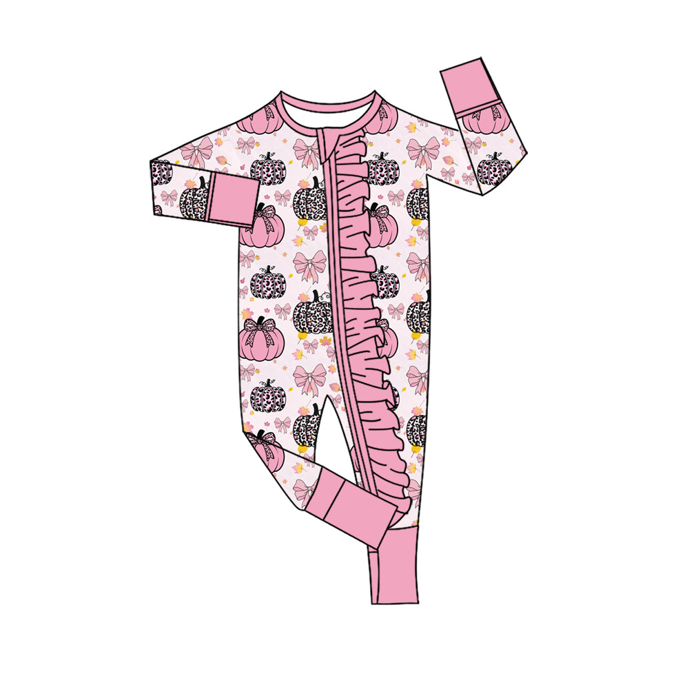 Toddle baby girl pumpkin print long sleeve romper preorder