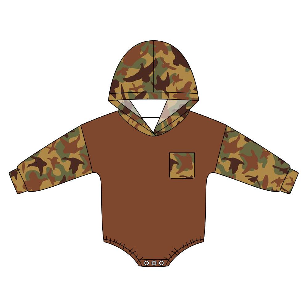 Toddle baby boy camo duck long sleeve hoodie romper preorder