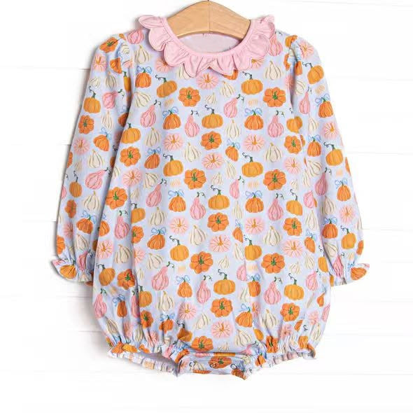 Toddle baby girl fall pumpkin long sleeve romper preorder