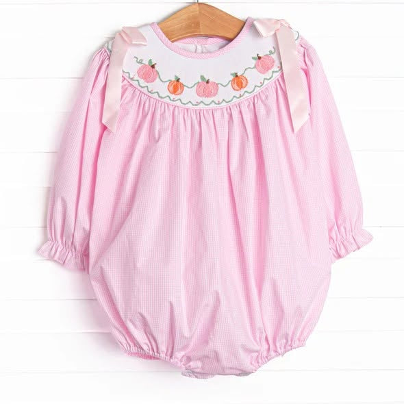 Toddle baby girl pink pumpkin long sleeve romper preorder