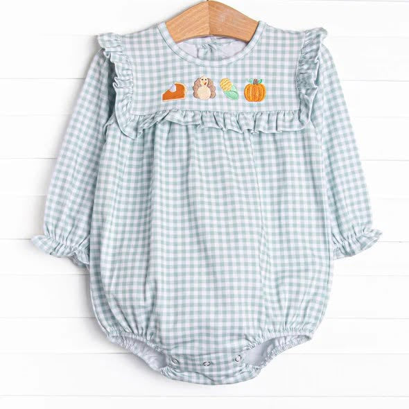 Toddle baby girl thanksgiving turkey pumpkin long sleeve romper preorder