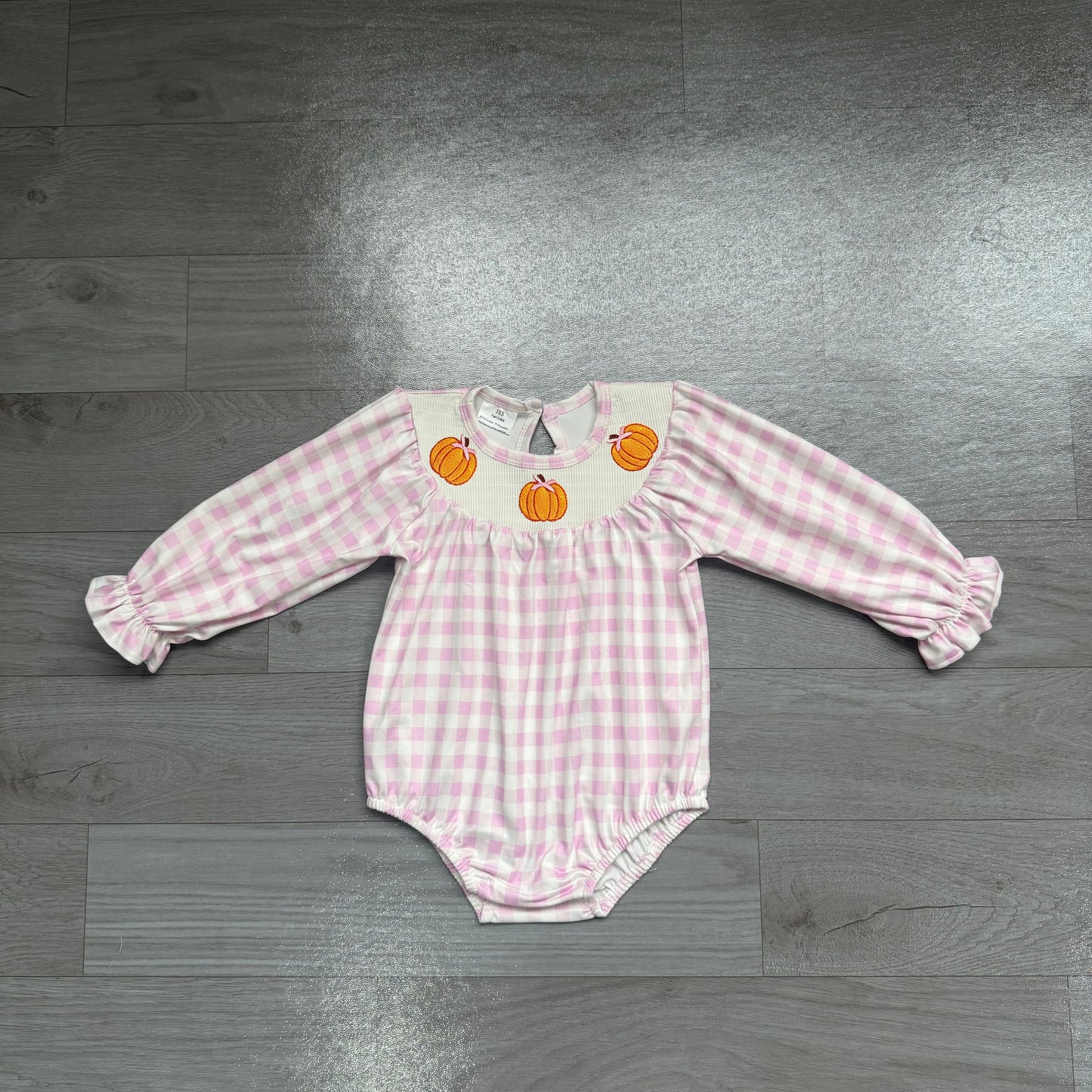 Toddle baby girl fall pumpkin long sleeve smocked romper preorder