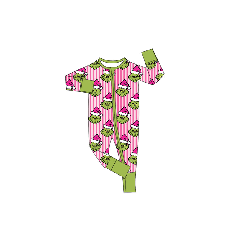 Toddle baby girl long sleeve Christmas green face design romper preorder