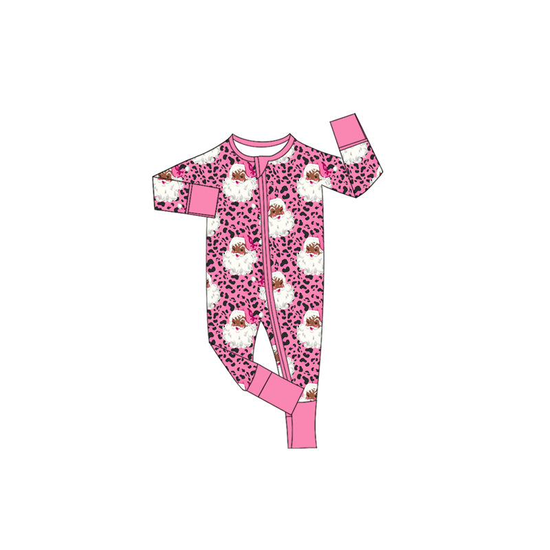 Toddle baby girl long sleeve Christmas santa leopard design romper preorder