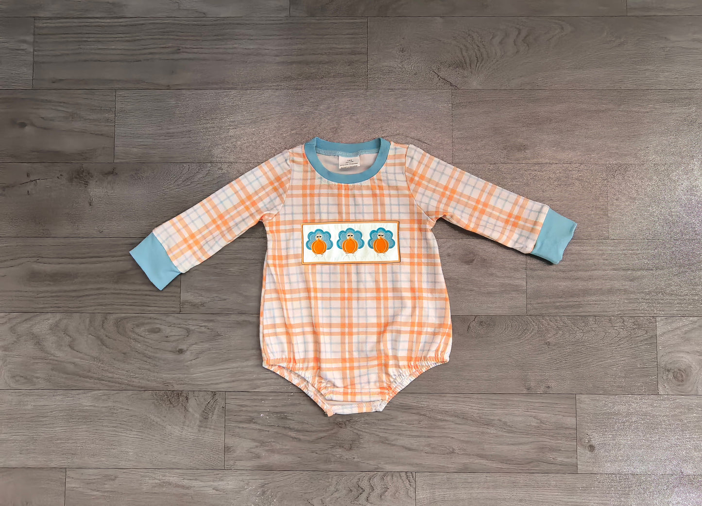Toddle baby boy thanksgiving turkey embroidery design romper preorder