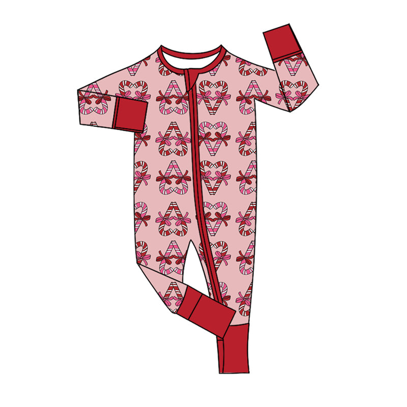 Toddle baby boy long sleeve Christmas candy cane design romper preorder
