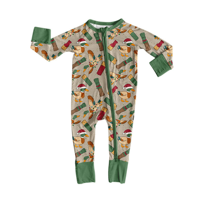 Toddle baby girl long sleeve Christmas duck call zip romper preorder