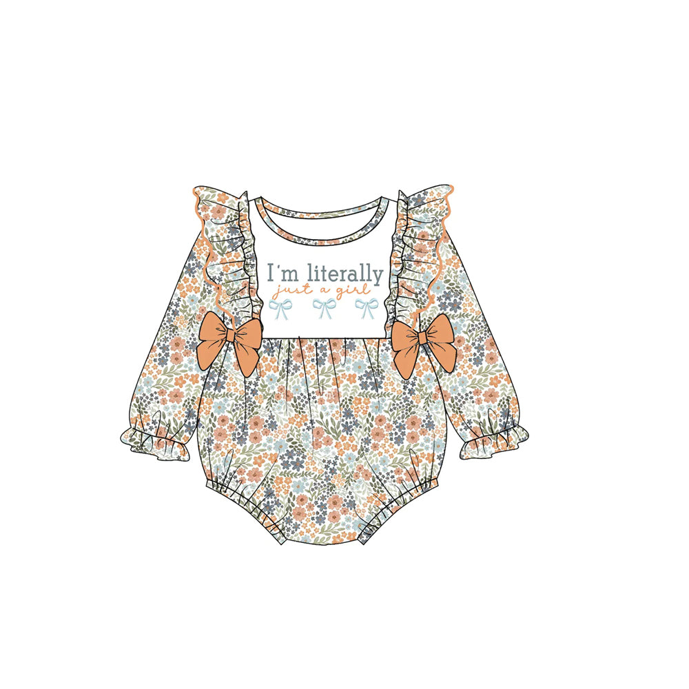 Just a girl floral print long sleeve romper preorder
