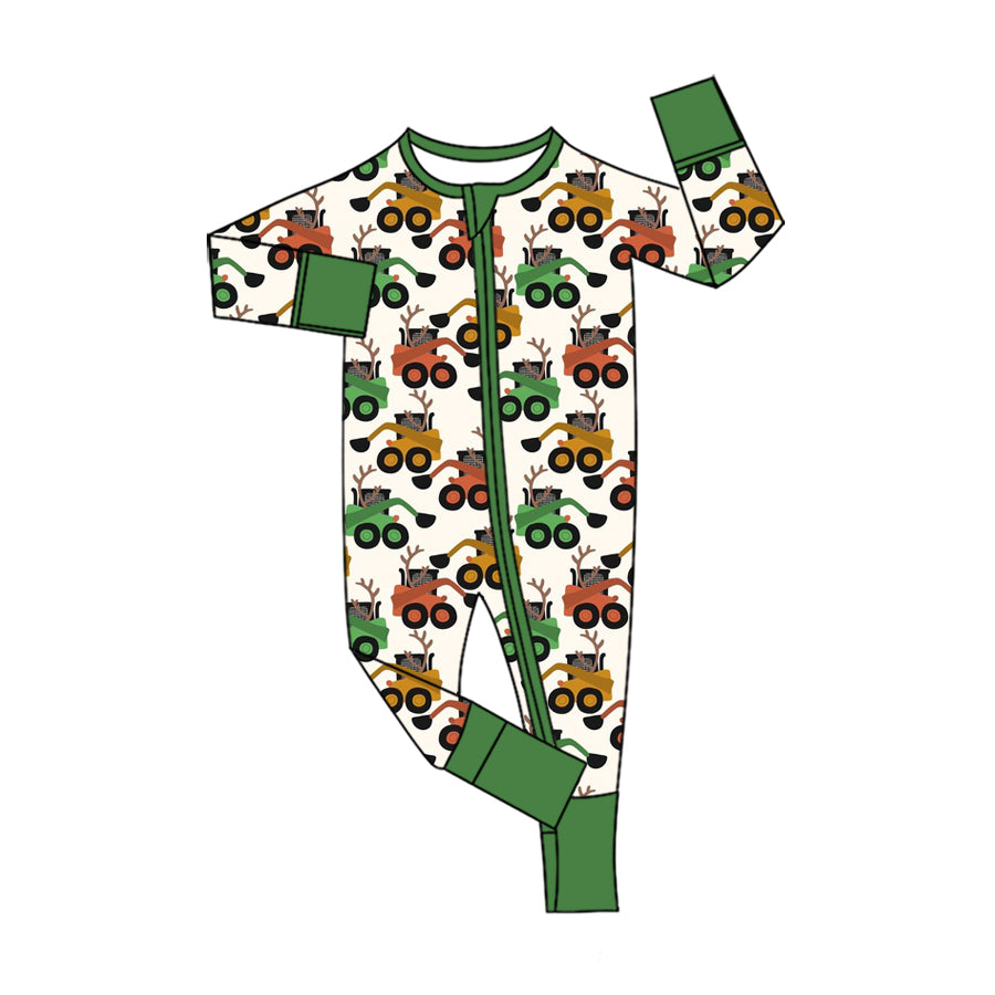 Toddle baby girl long sleeve construction print zip romper preorder