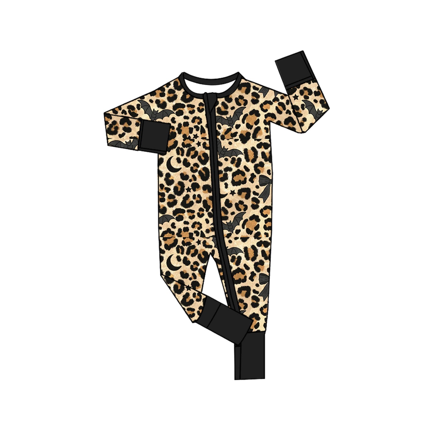 Toddle baby long sleeve halloween bat leopard romper preorder