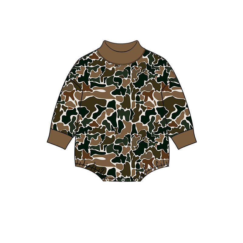 Toddle baby long sleeve brown camo print romper preorder