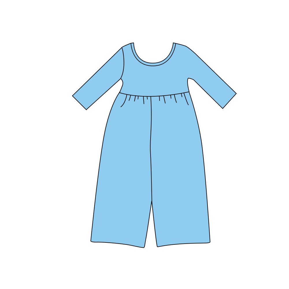 Toddle girls solid color blue jumpsuit preorder