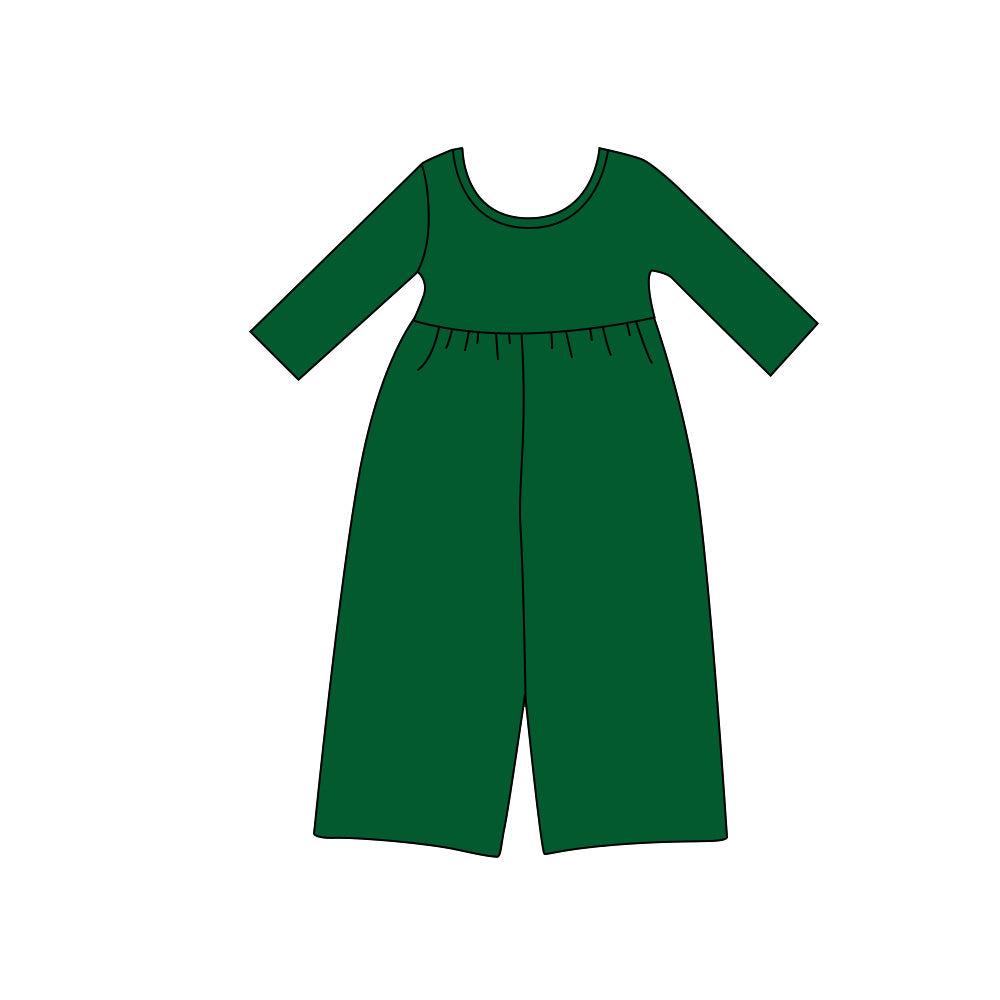 Toddle girls solid color green jumpsuit preorder