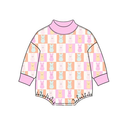 Easter bunny print toddle baby girl long sleeve romper preorder