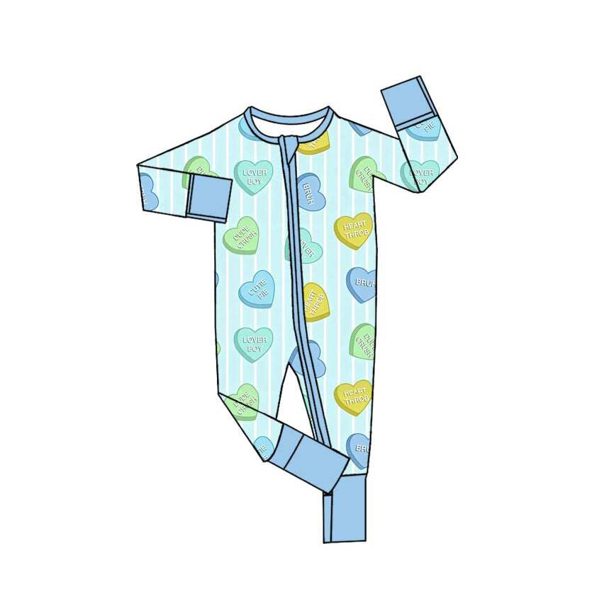 Valentines heart toddle baby boy long sleeve romper preorder