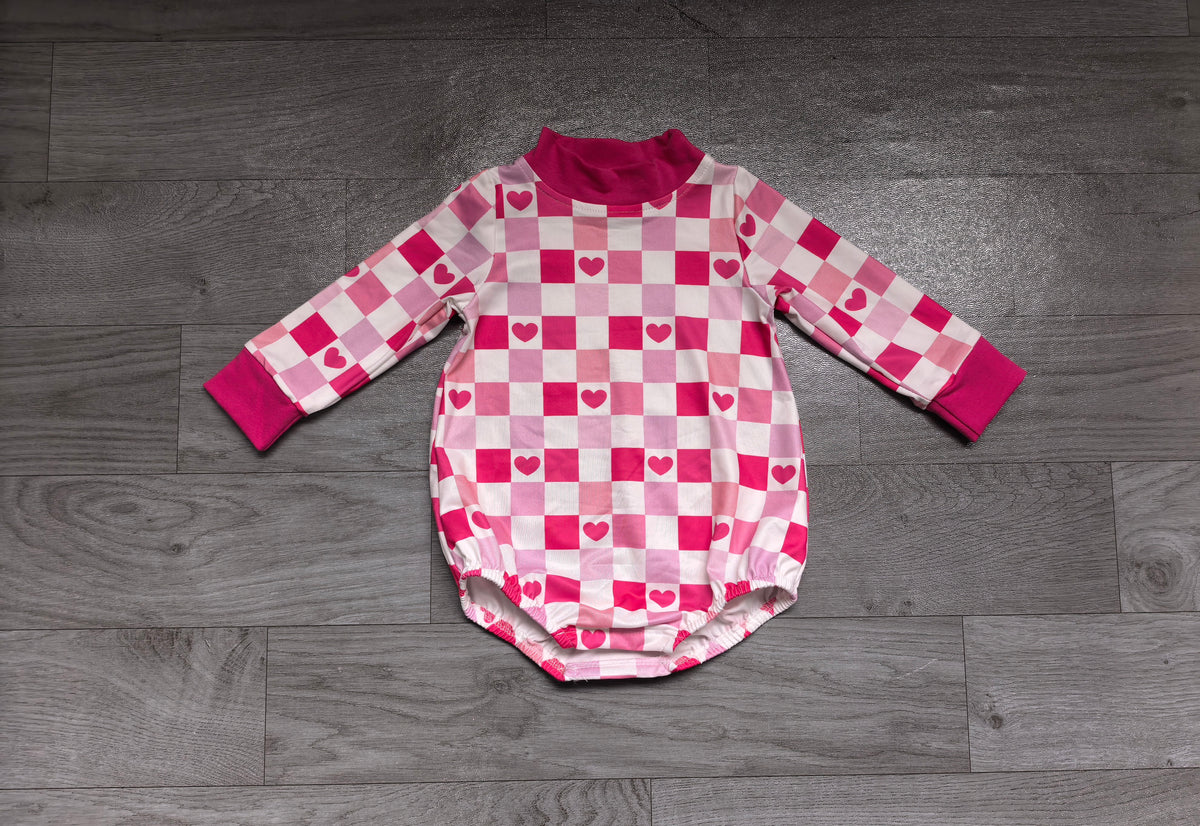 Valentines heart print toddle baby girl long sleeve romper preorder