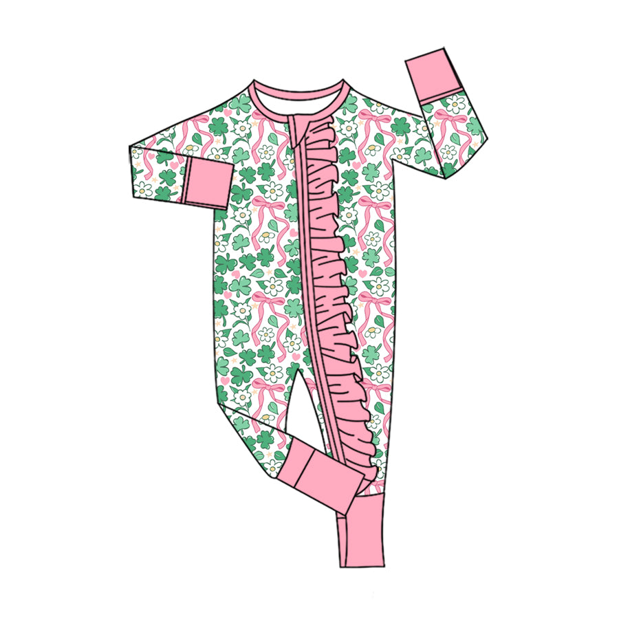 Saint Patrick's Day print toddle baby long sleeve romper preorder