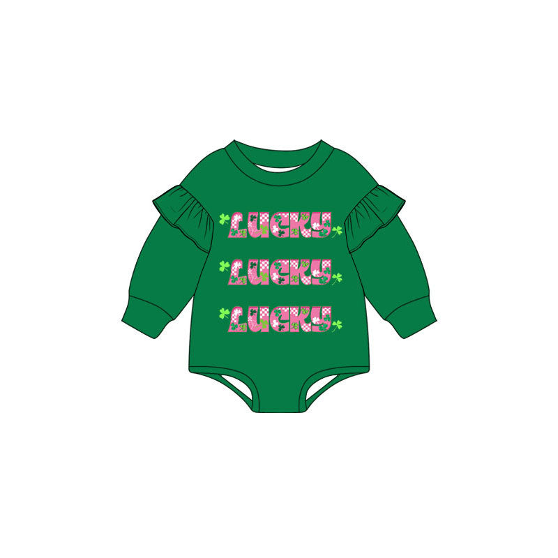 Saint Patrick's Day print toddle baby long sleeve romper preorder