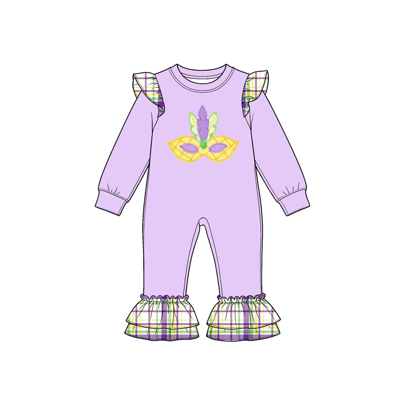 Mardi Gras print toddle baby long sleeve romper preorder