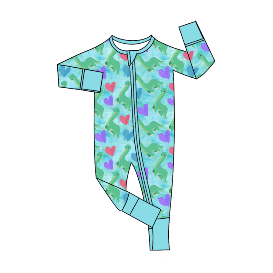 Valentines day dinosaur print toddle baby boy long sleeve romper preorder