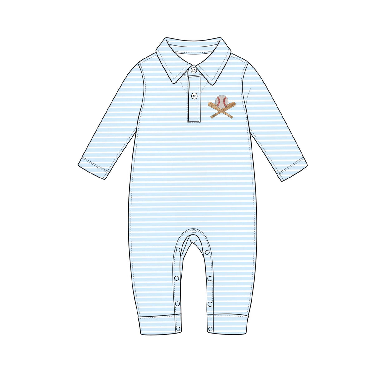 Baseball bat print toddle baby boy long sleeve romper preorder