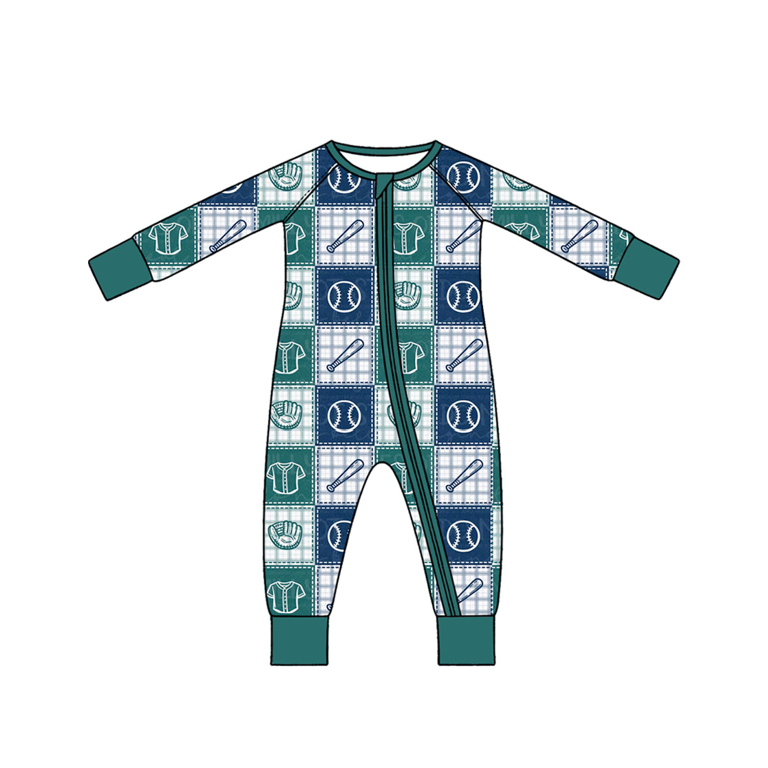 Baseball print toddle baby long sleeve romper preorder