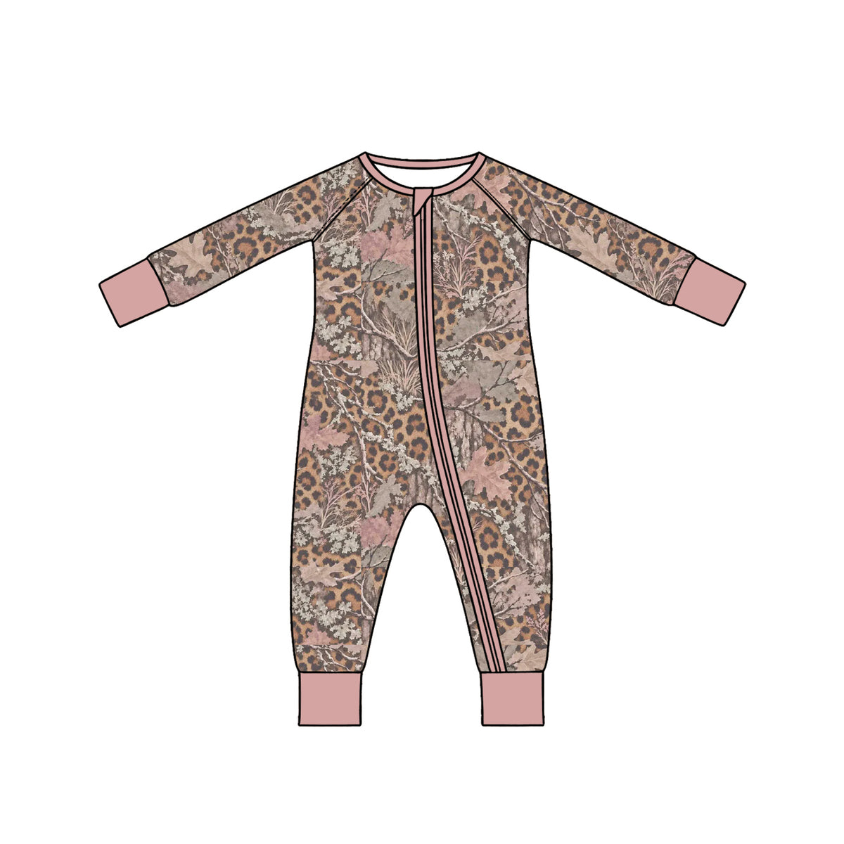 Leaves leopard print toddle baby long sleeve romper preorder