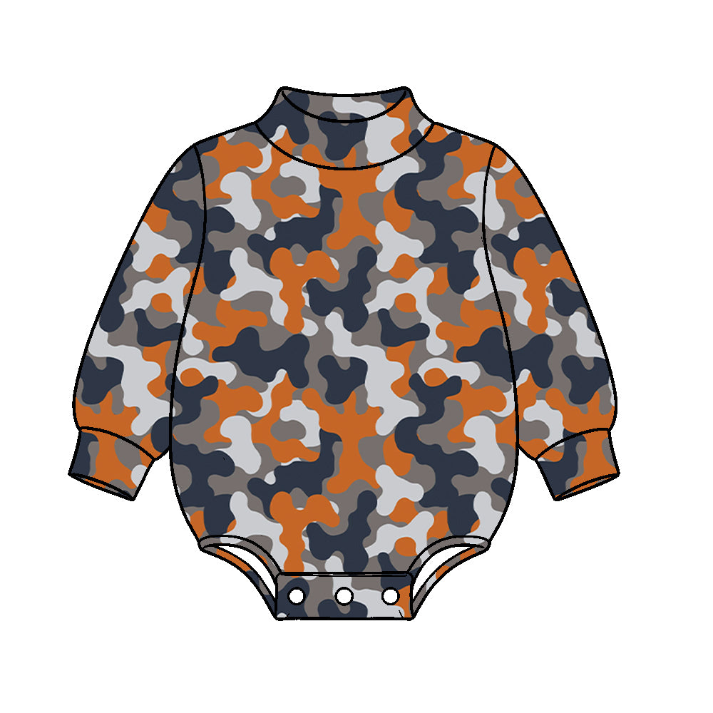 Orange blue camo print toddle baby short sleeve romper preorder