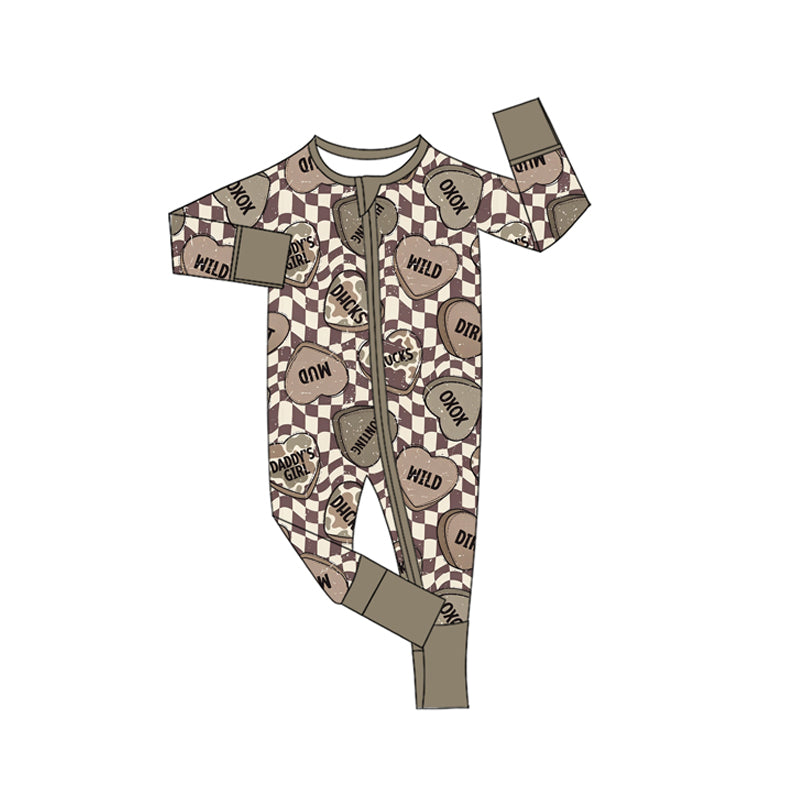Valentines heart print toddle baby long sleeve romper preorder
