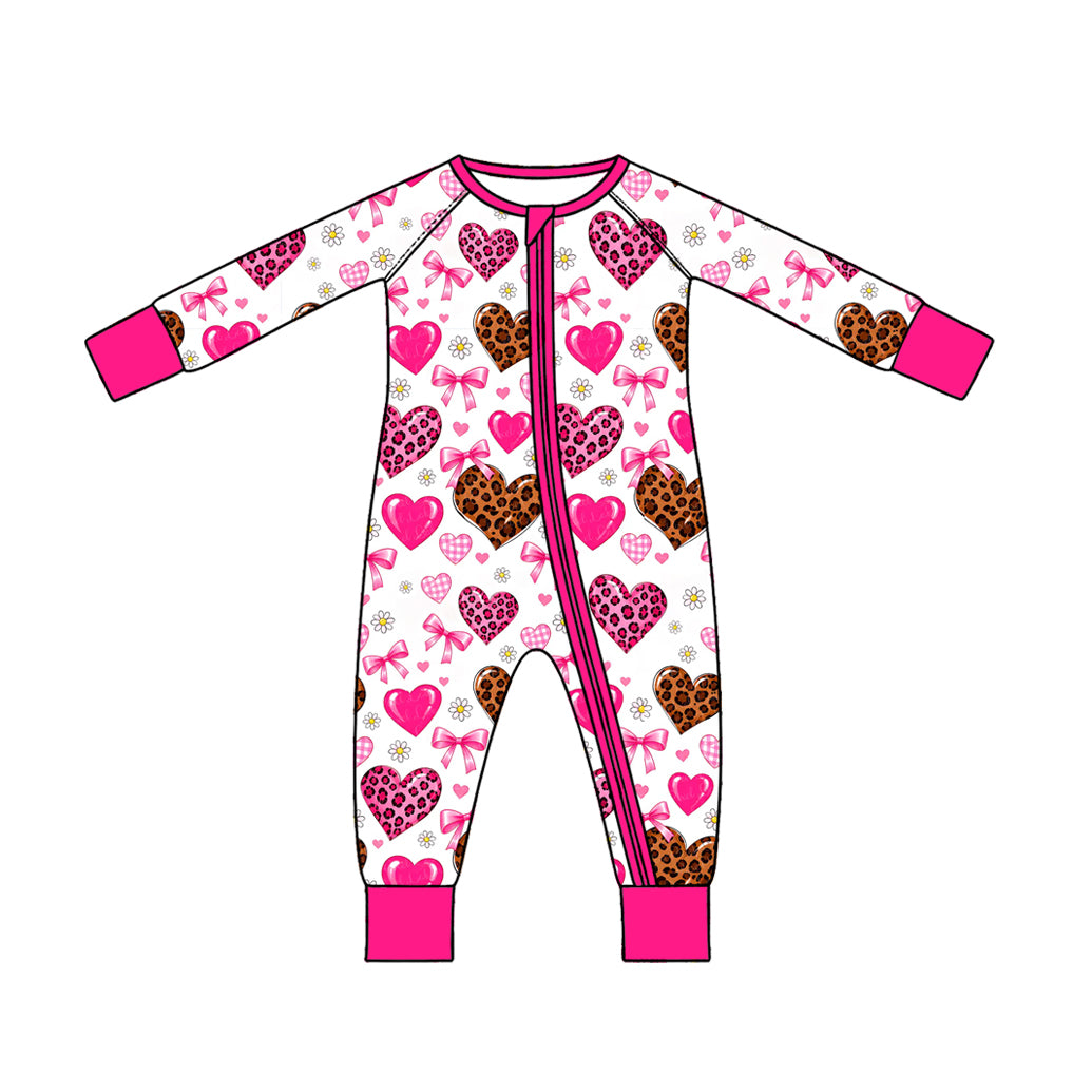 Valentines heaart print toddle baby long sleeve romper preorder
