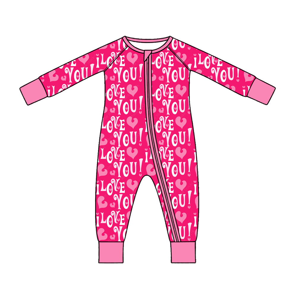 Valentines heart love print toddle baby long sleeve romper preorder