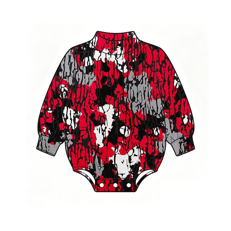 Camo print toddle baby long sleeve mock neck romper preorder