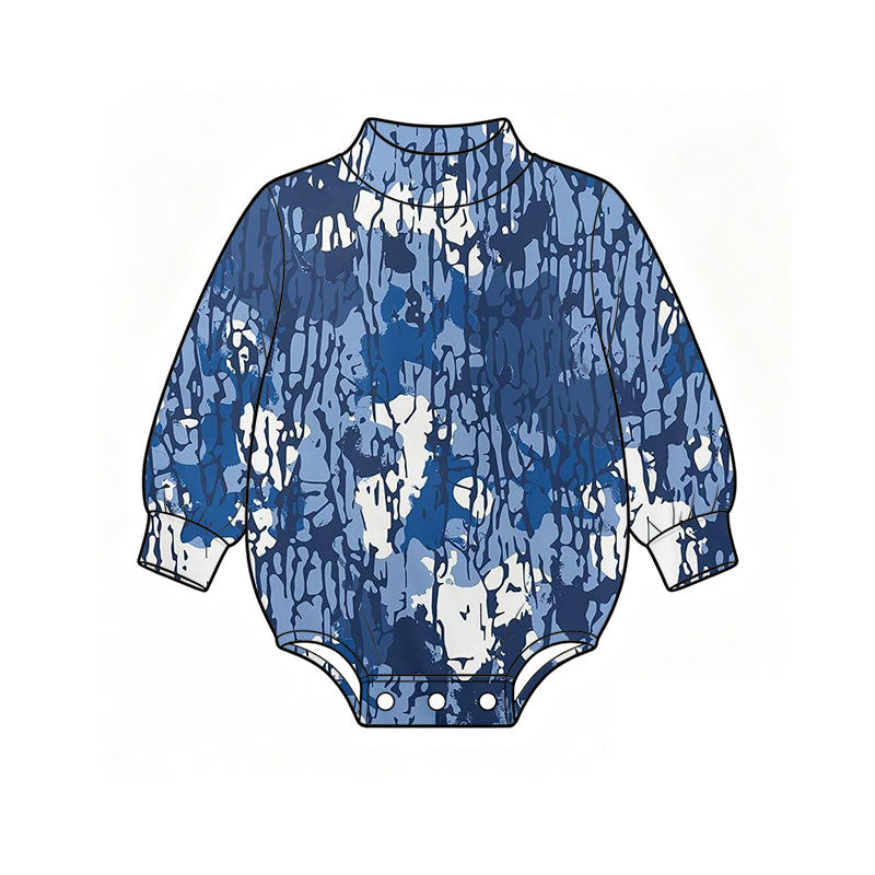 Camo print toddle baby long sleeve mock neck romper preorder