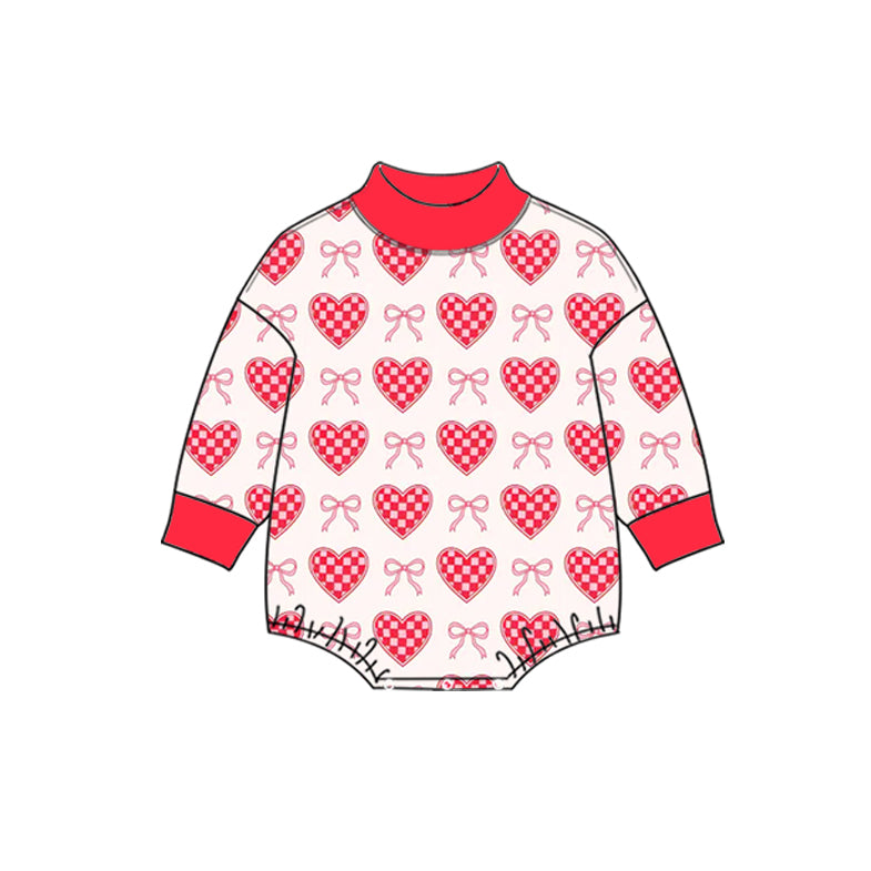 Valentines day heart print toddle baby long sleeve romper preorder