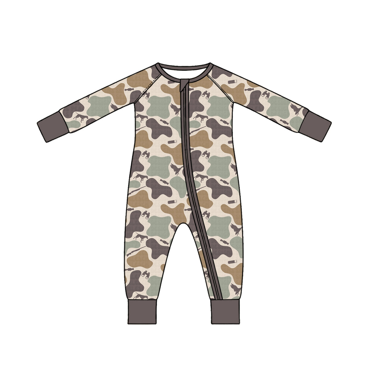 Gone hunting deer duck print toddle baby long sleeve romper preorder