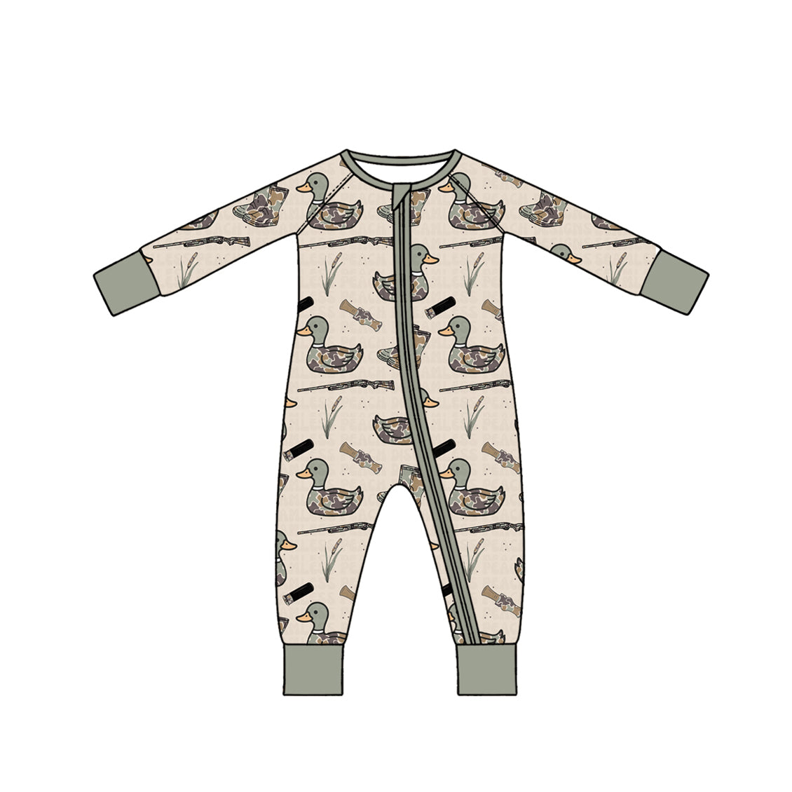 Gone hunting camo duck print toddle baby long sleeve romper preorder