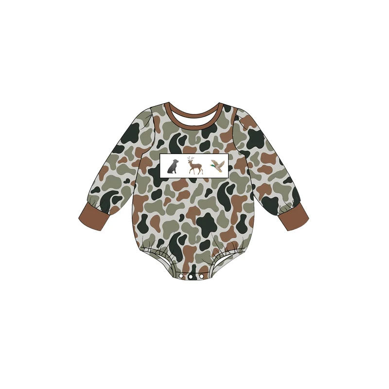 Duck dog deer print toddle baby long sleeve romper preorder