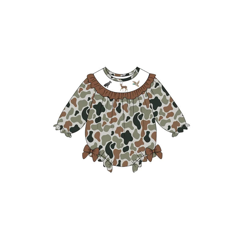 Duck dog deer print toddle baby long sleeve romper preorder