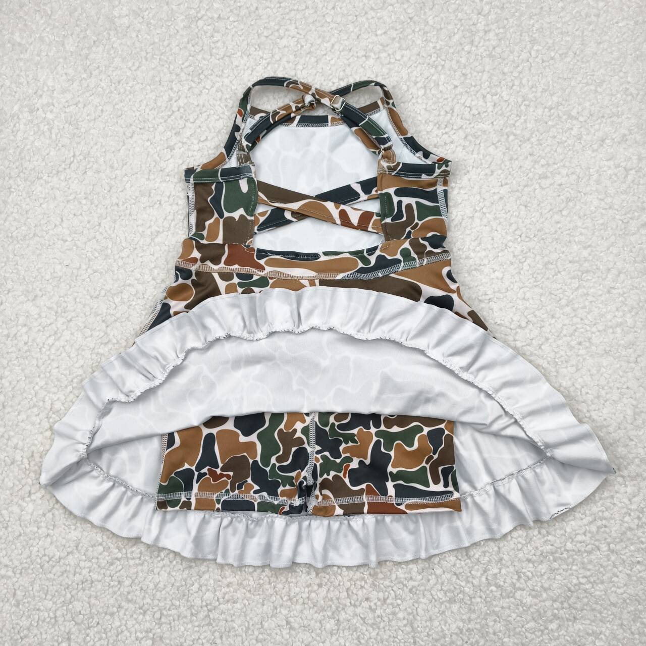 Baby girls brown camo design active wear athletic summer yoga skirt dress