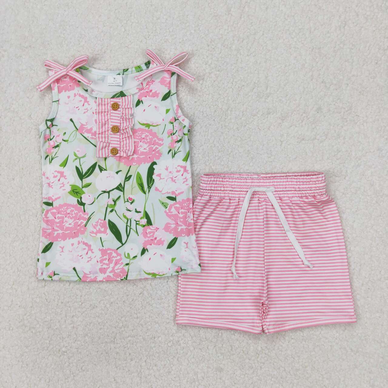 Baby girl pink flora top matching shorts summer outfit