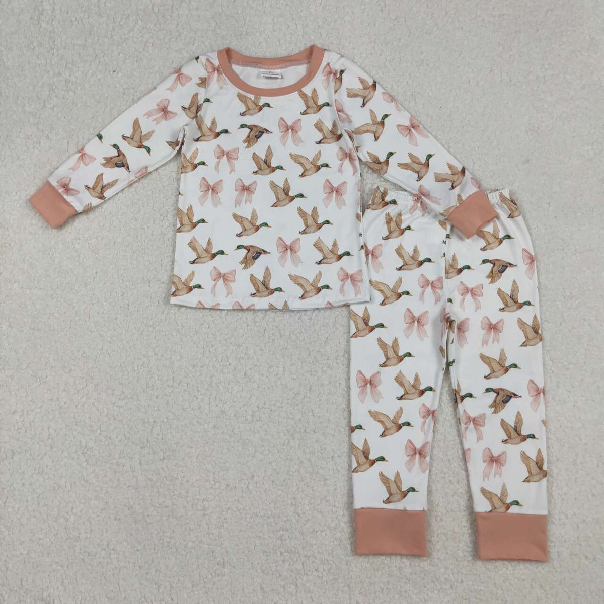 USA SHOP Duck bow design kids long sleeve matching outfit